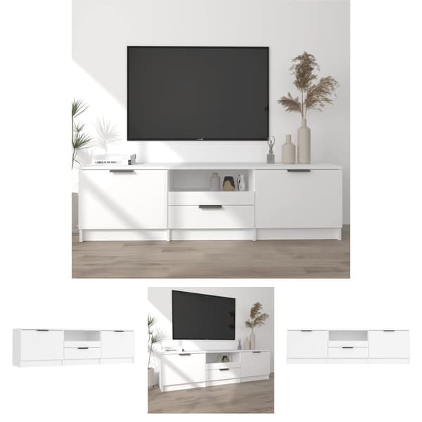 The Living Store Tv-bänk vit 140x35x40 cm konstruerat trä -  TV-bänkar