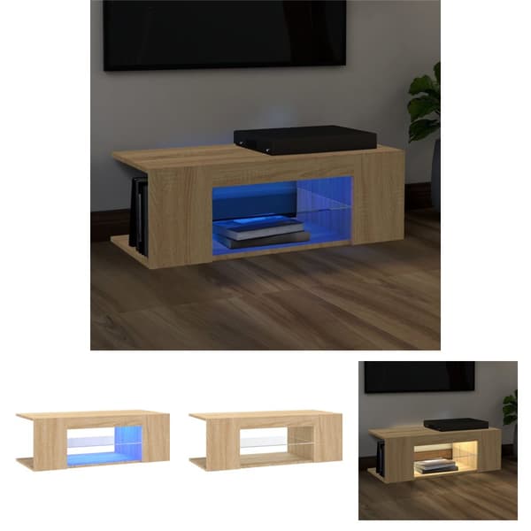 The Living Store TV-bänk med LED-belysning sonoma-ek 90x39x30 cm -  TV-bänkar