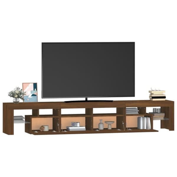 The Living Store Tv-bänk med LED-belysning brun ek 230x36,5x40 cm - TV-bänkar