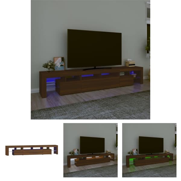 The Living Store Tv-bänk med LED-belysning brun ek 230x36,5x40 cm - TV-bänkar