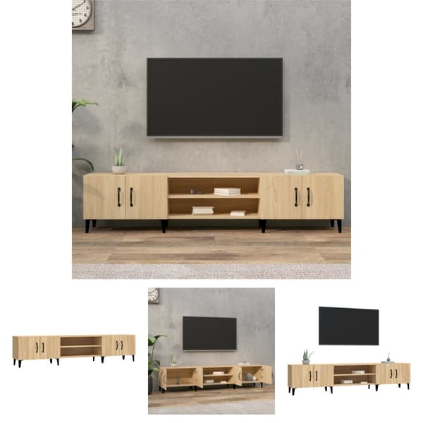 The Living Store tv-bord 180x31,5x40 cm konstrueret træ sonoma-eg -  TV-møbler