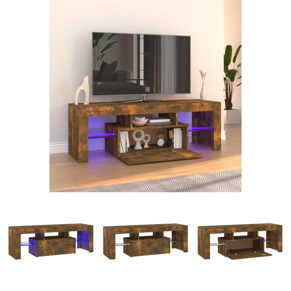The Living Store tv-bord med LED-lys 120x35x40 cm røget eg - TV-møbler