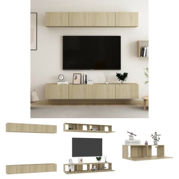 The Living Store tv-skabe 4 stk. 60x30x30 cm spånplade sonoma-eg -  TV-møbler