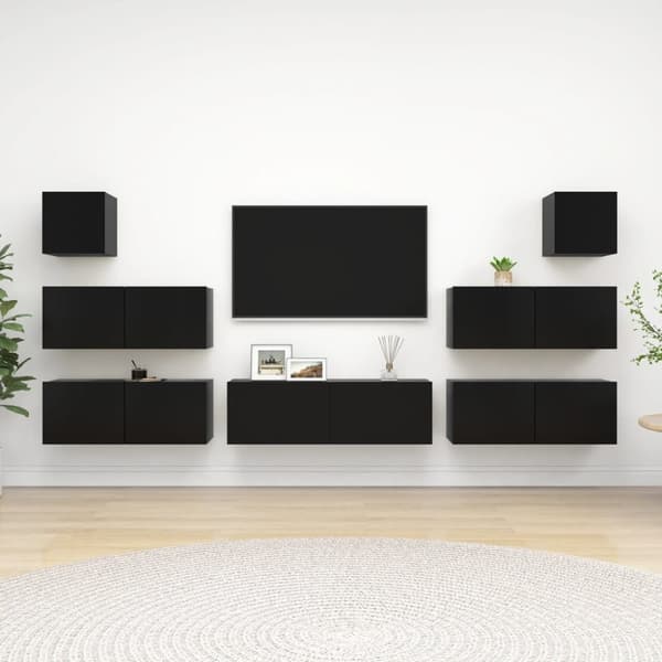 The Living Store 7-osainen TV-kaappisarja musta lastulevy - TV-tasot