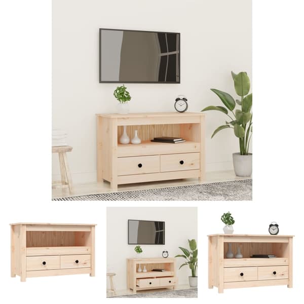 The Living Store Tv-bänk 79x35x52 cm massiv furu - TV-bänkar