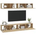 Miniatyrbillede 4 af 9: The Living Store væghængte tv-skabe 4 stk. 100x30x30 cm sonoma-eg -  TV-møbler