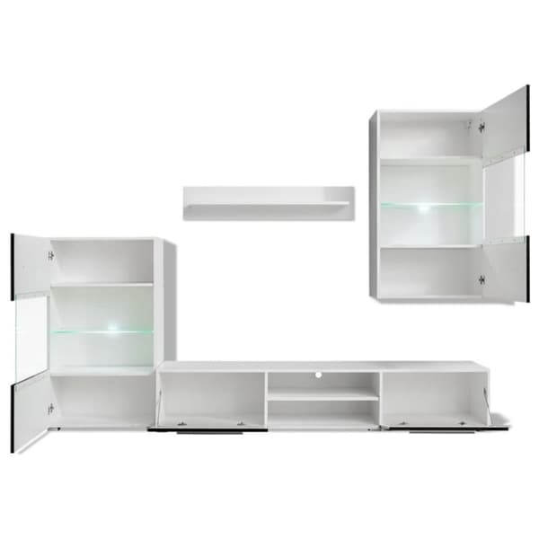 The Living Store TV-möbel med väggskåp och LED 5 delar svart -  TV-bänkar