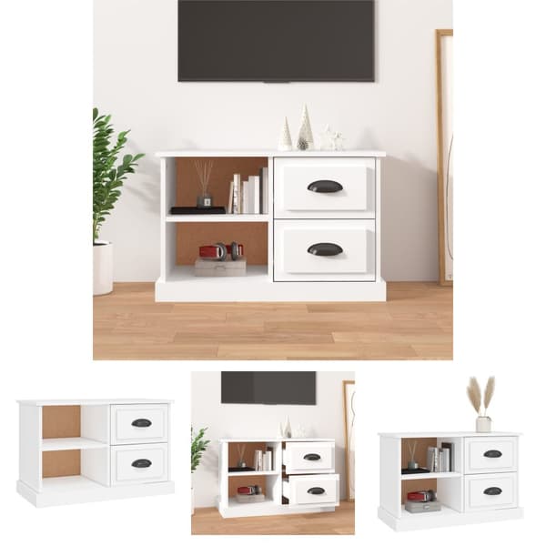 The Living Store tv-bord 73x35,5x47,5 cm konstrueret træ hvid -  TV-møbler