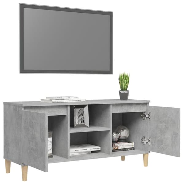 The Living Store TV-taso täyspuiset jalat betoninharmaa 103,5x30x50 cm - TV-tasot