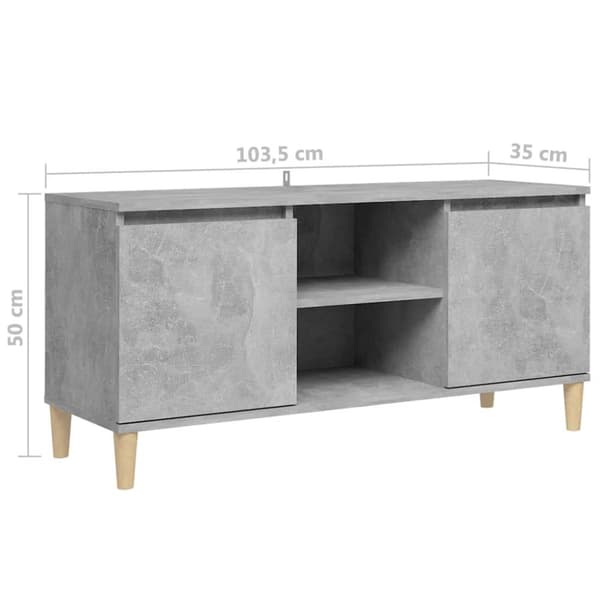 The Living Store TV-taso täyspuiset jalat betoninharmaa 103,5x30x50 cm - TV-tasot