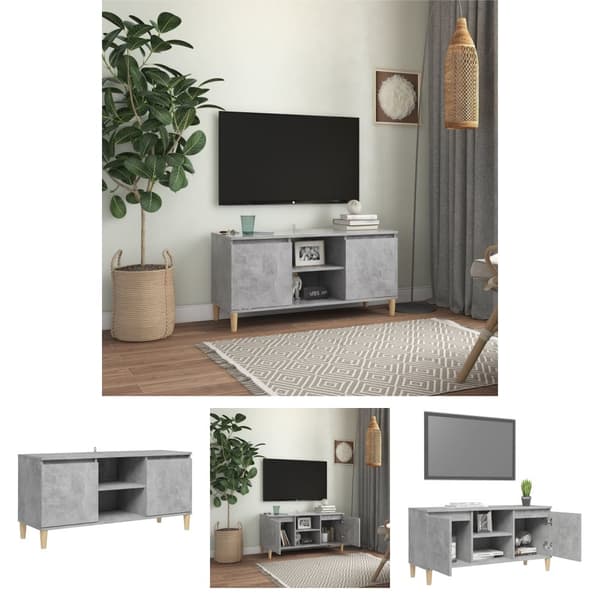 The Living Store TV-taso täyspuiset jalat betoninharmaa 103,5x30x50 cm -  TV-tasot