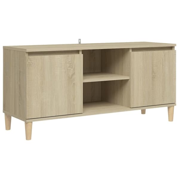 The Living Store tv-bord med massive træben 103,5x35x50 cm sonoma-eg - TV-møbler