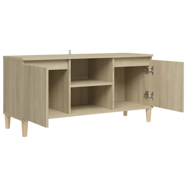The Living Store tv-bord med massive træben 103,5x35x50 cm sonoma-eg - TV-møbler