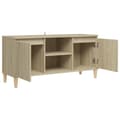 Miniatyrbillede 8 af 10: The Living Store tv-bord med massive træben 103,5x35x50 cm sonoma-eg -  TV-møbler