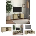 Miniatyrbillede 1 af 10: The Living Store tv-bord med massive træben 103,5x35x50 cm sonoma-eg -  TV-møbler