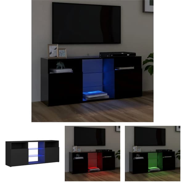 The Living Store tv-bord med LED-lys 120x30x50 cm sort -  TV-møbler