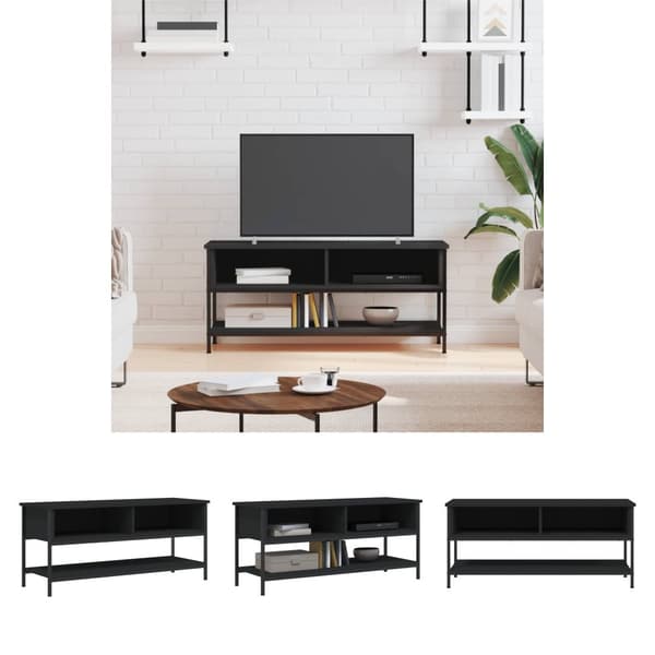 The Living Store tv-bord 100x35x45 cm konstrueret træ sort -  TV-møbler