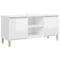Pikkukuva 3 / 10: The Living Store TV-taso täyspuiset jalat korkeakiilto valkoinen 103,5x35x50 cm -  TV-tasot