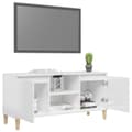Pikkukuva 5 / 10: The Living Store TV-taso täyspuiset jalat korkeakiilto valkoinen 103,5x35x50 cm -  TV-tasot