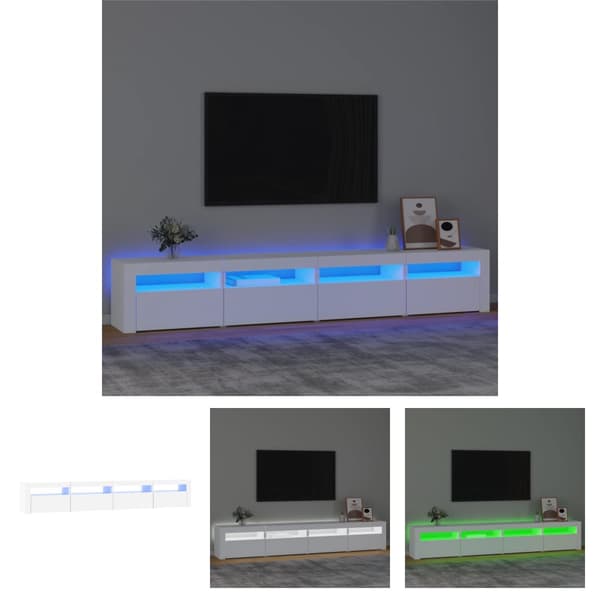 The Living Store tv-skab med LED-lys 240x35x40 cm hvid -  TV-møbler