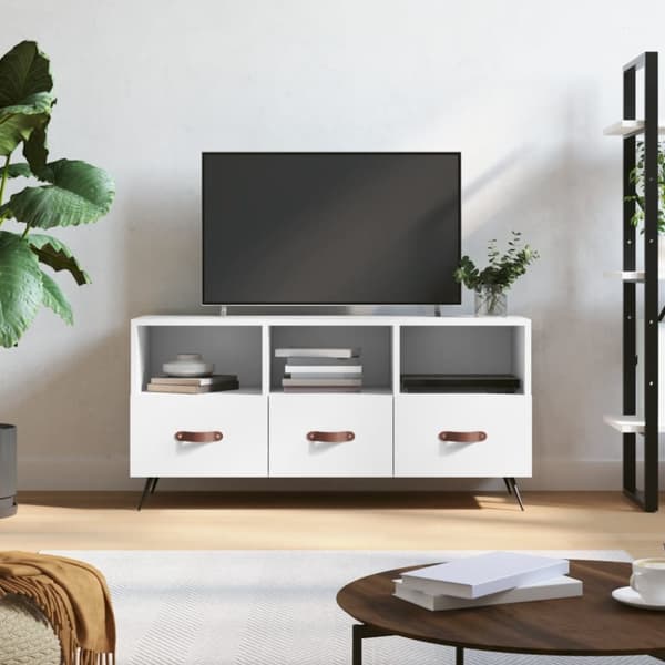 The Living Store tv-bord 102x36x50 cm konstrueret træ hvid - TV-møbler