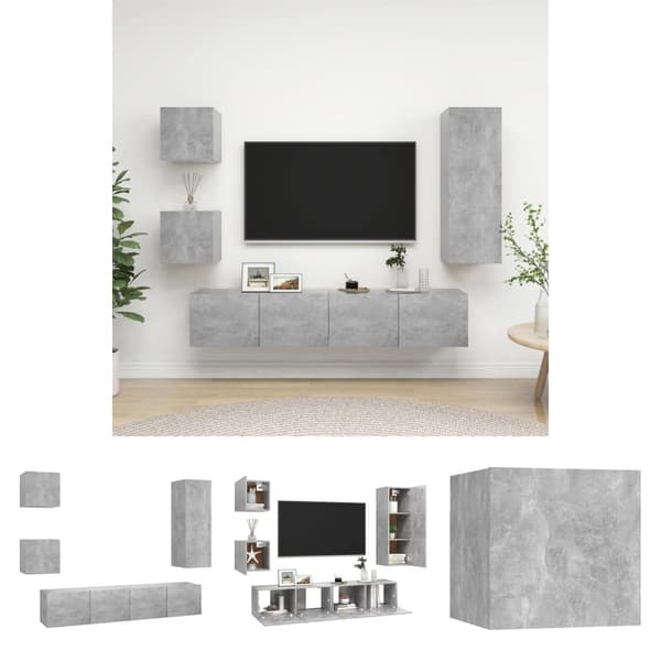 The Living Store tv-skabe 5 dele spånplade betongrå - TV-møbler