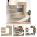 Miniatyrbillede 1 af 11: The Living Store tv-skabssæt 6 dele konstrueret træ sonoma-eg -  TV-møbler