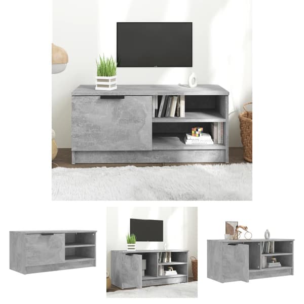 The Living Store Tv-bänk betonggrå 80x35x36,5 cm konstruerat trä -  TV-bänkar
