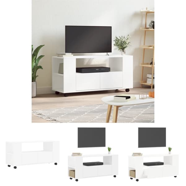 The Living Store TV-skåp vit 102x34,5x43 cm konstruerat trä -  TV-bänkar