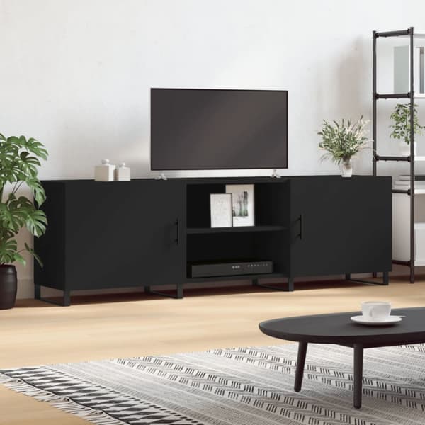 The Living Store tv-bord 150x30x50 cm konstrueret træ sort -  TV-møbler