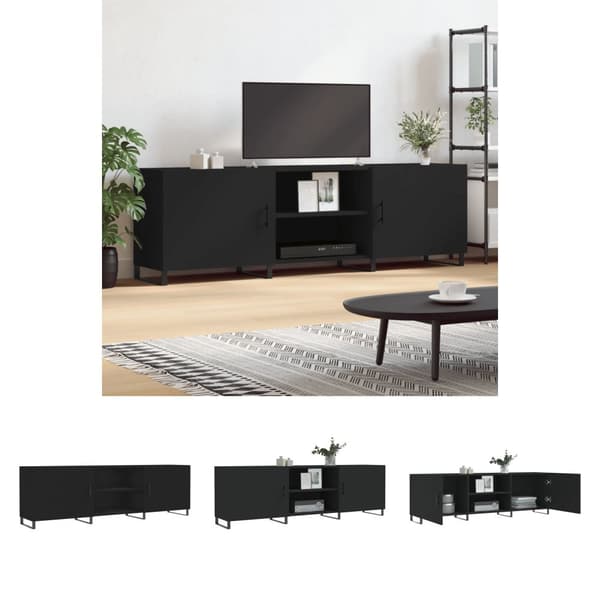 The Living Store tv-bord 150x30x50 cm konstrueret træ sort -  TV-møbler