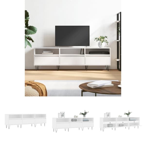 The Living Store Tv-bänk vit 150x30x44,5 cm konstruerat trä -  TV-bänkar