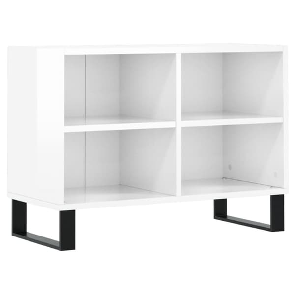 The Living Store TV-taso korkeakiilto valkoinen 69,5x30x50 cm tekninen puu -  TV-tasot