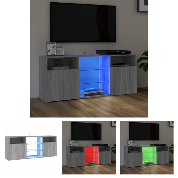The Living Store tv-bord med LED-lys 120x30x50 cm grå sonoma-eg -  TV-møbler