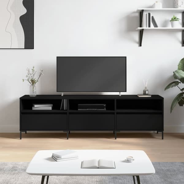 The Living Store Tv-bänk svart 150x30x44,5 cm konstruerat trä -  TV-bänkar