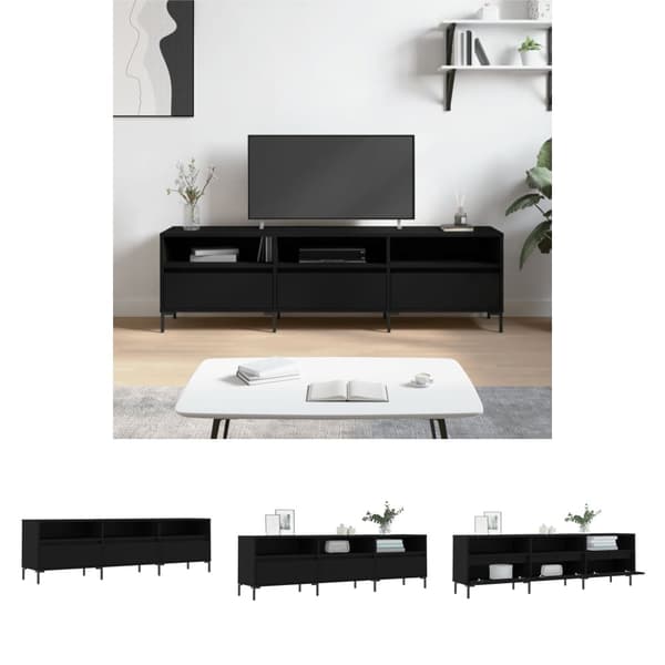 The Living Store Tv-bänk svart 150x30x44,5 cm konstruerat trä -  TV-bänkar