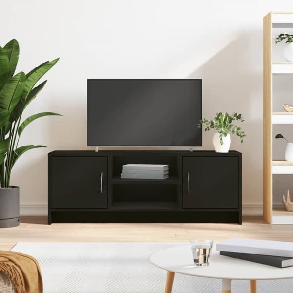 The Living Store Tv-bänk svart 102x30x37,5 cm konstruerat trä - TV-bänkar