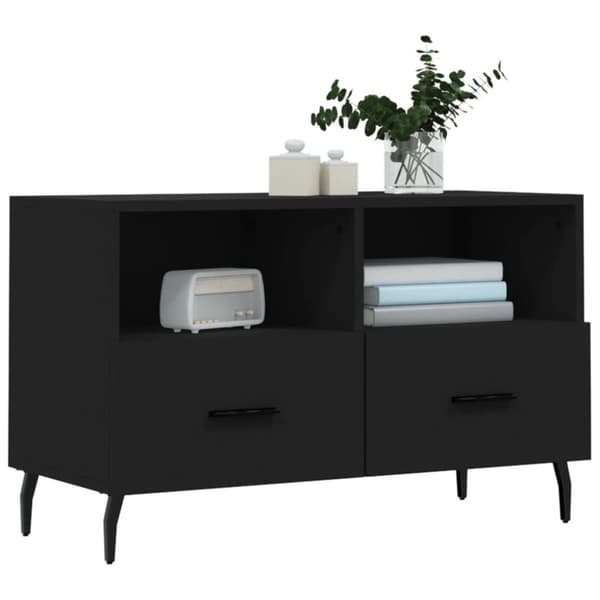 The Living Store Tv-bänk svart 80x36x50 cm konstruerat trä - TV-bänkar