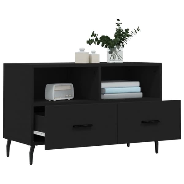 The Living Store Tv-bänk svart 80x36x50 cm konstruerat trä - TV-bänkar