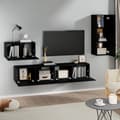 Miniatyrbillede 4 af 11: The Living Store tv-skabssæt 4 dele konstrueret træ sort -  TV-møbler
