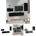 Miniatyrbillede 1 af 11: The Living Store tv-skabssæt 4 dele konstrueret træ sort -  TV-møbler
