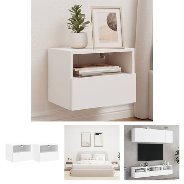 The Living Store Väggmonterad tv-skåp 2 st vit 40x30x30 cm konstruerat trä -  TV-bänkar