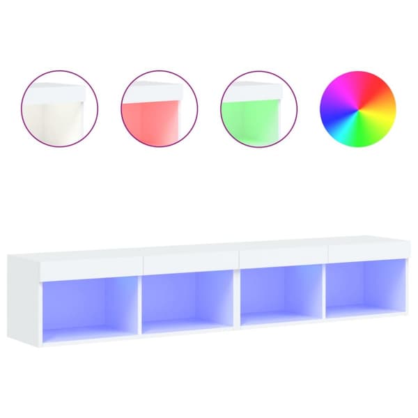 The Living Store TV-tasot LED-valoilla 2 kpl valkoinen 80x30x30 cm -  TV-tasot