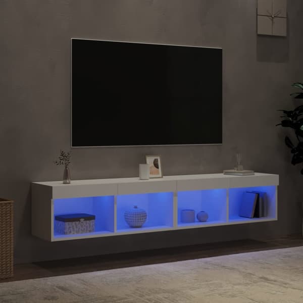 The Living Store TV-tasot LED-valoilla 2 kpl valkoinen 80x30x30 cm -  TV-tasot