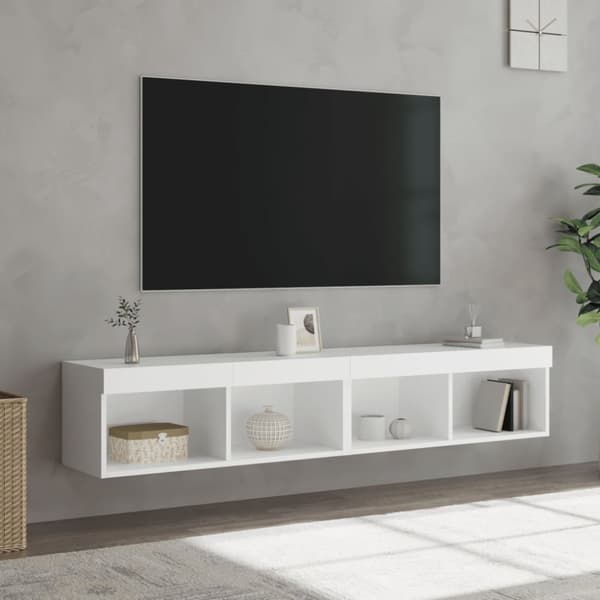 The Living Store TV-tasot LED-valoilla 2 kpl valkoinen 80x30x30 cm -  TV-tasot