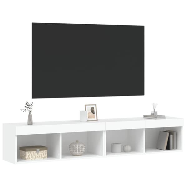 The Living Store TV-tasot LED-valoilla 2 kpl valkoinen 80x30x30 cm -  TV-tasot