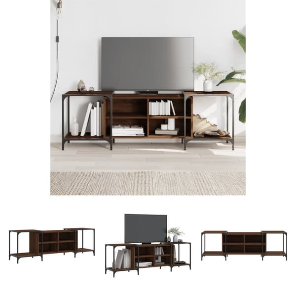 The Living Store Tv-bänk brun ek 153x37x50 cm konstruerat trä - TV-bänkar