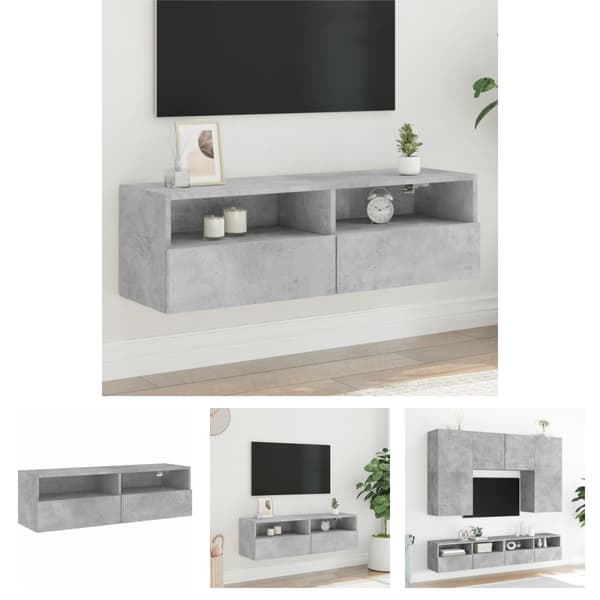 The Living Store TV-seinäkaappi betoninharmaa 100x30x30 cm tekninen puu -  TV-tasot