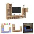 Miniatyrbild 1 av 11: The Living Store Tv-bänk 4 delar LED sonoma-ek konstruerat trä -  TV-bänkar