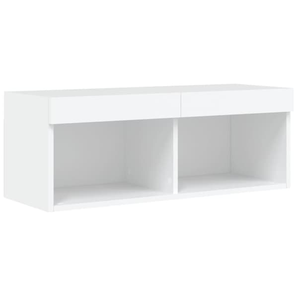 The Living Store Tv-bänk 4 delar LED vit konstruerat trä - TV-bänkar